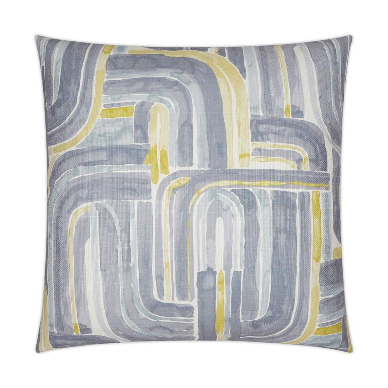 Bender Grey Slate Blue Chartreuse Large Throw Pillow With Insert - Uptown Sebastian