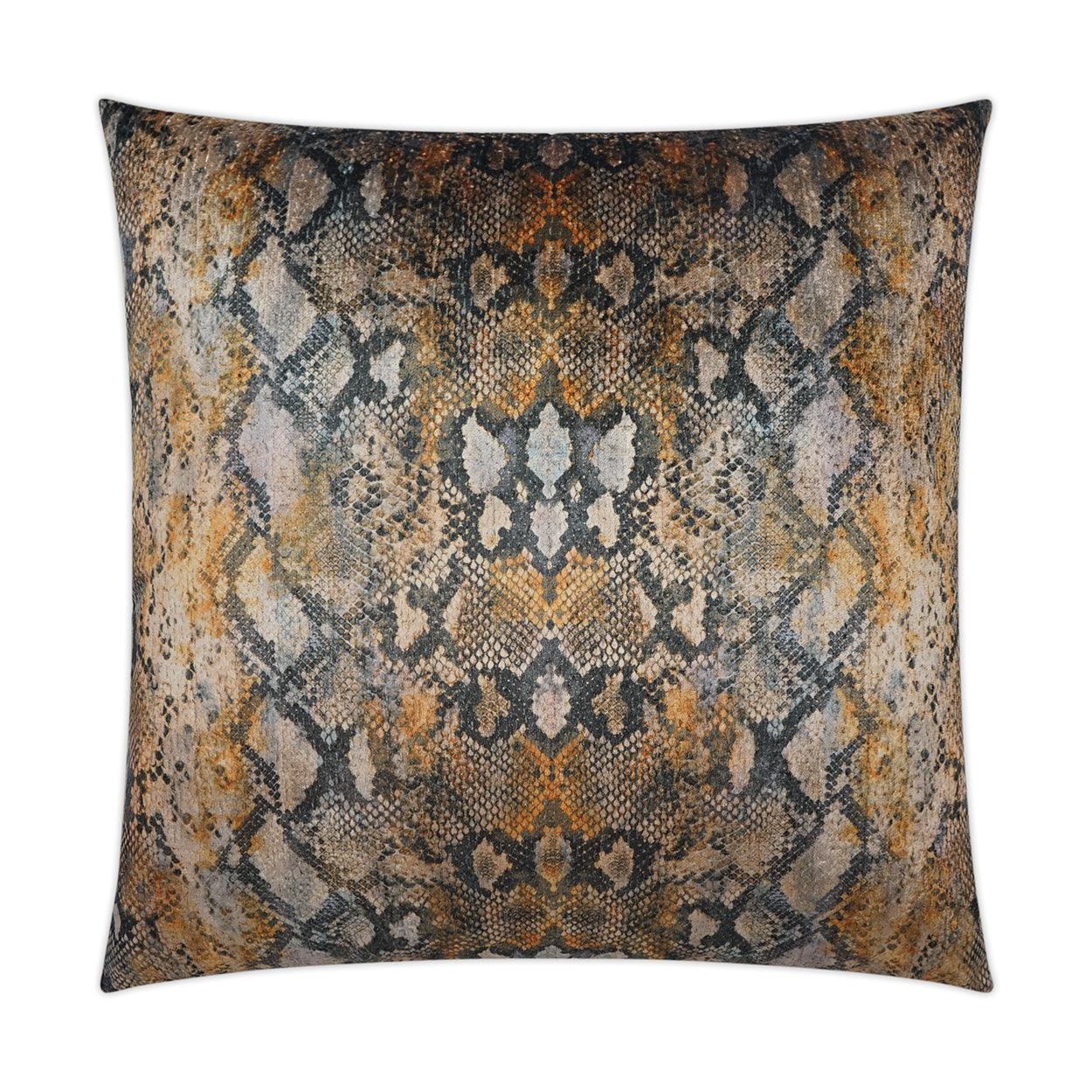 Boa Animal Glam Copper Black Large Throw Pillow With Insert - Uptown Sebastian