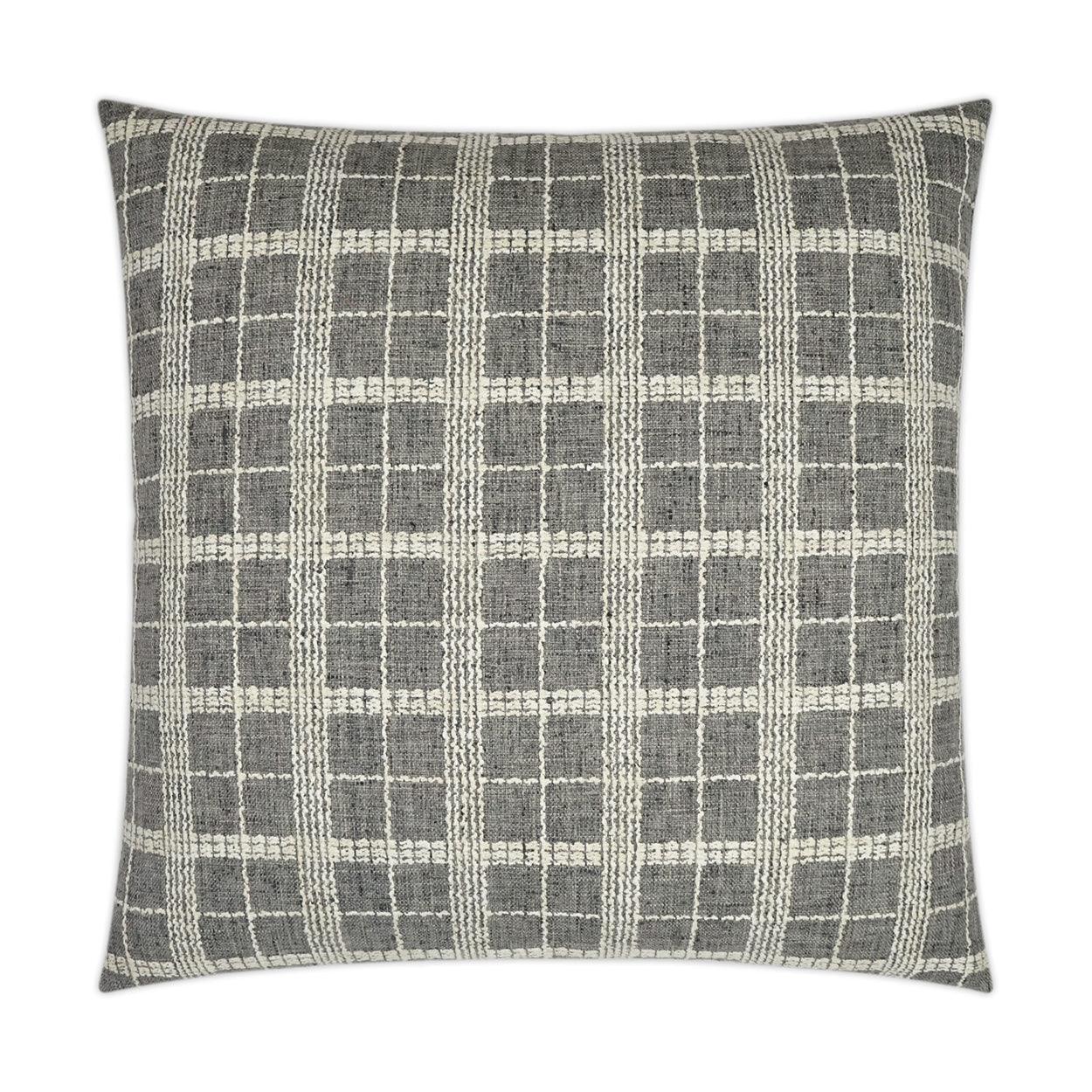 Bond Meteorite Plaid Check Grey Large Throw Pillow With Insert - Uptown Sebastian