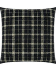 Bond Onyx Plaid Check Black Large Throw Pillow With Insert - Uptown Sebastian