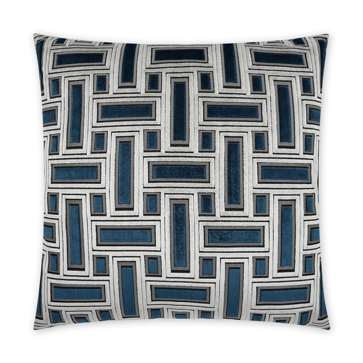 Brix Sapphire Geometric Blue Large Throw Pillow With Insert - Uptown Sebastian