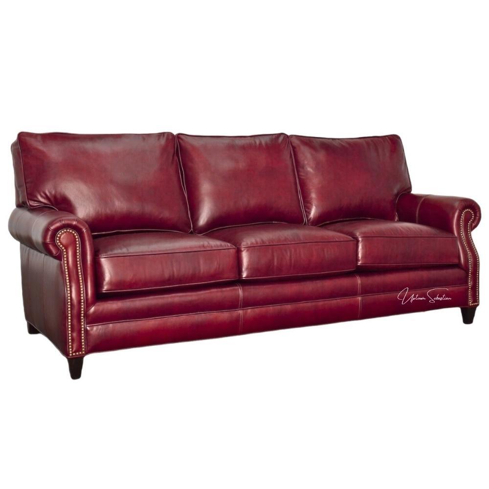 Brown Leather Sofa 3 Seater Leather Couch American Made - Uptown Sebastian