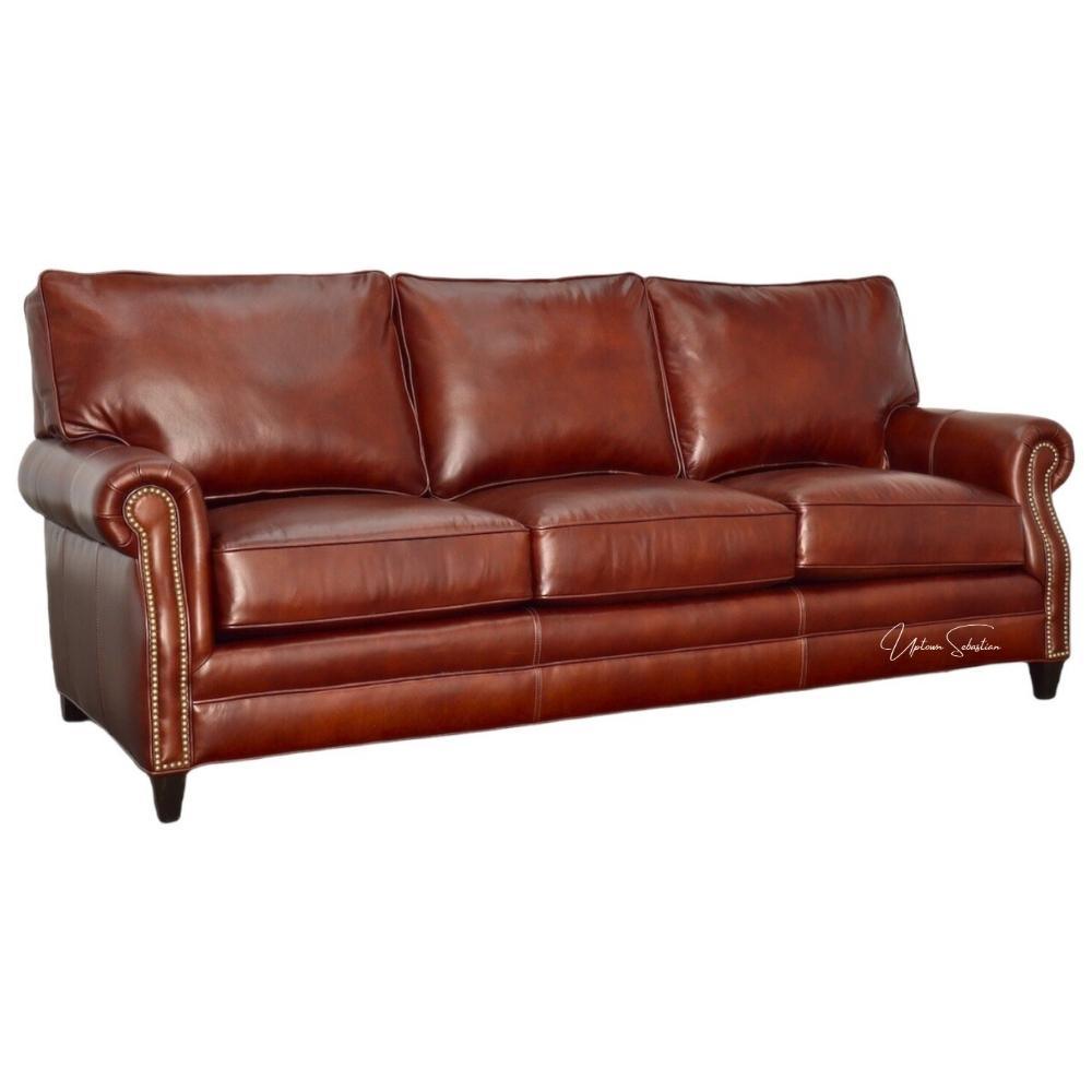 Brown Leather Sofa 3 Seater Leather Couch American Made - Uptown Sebastian