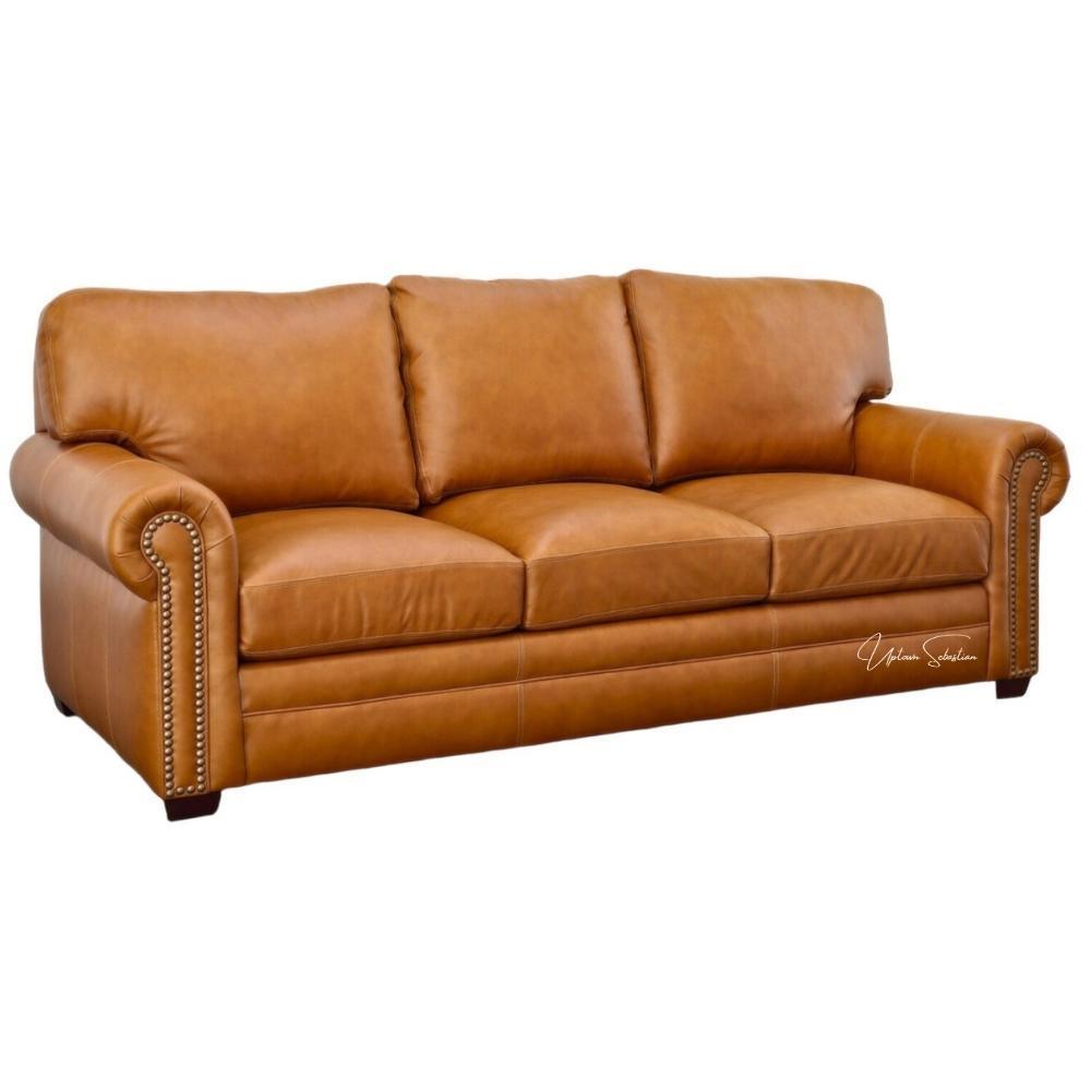 Buckaroos Welcome! Leather Couch Built in USA - Uptown Sebastian