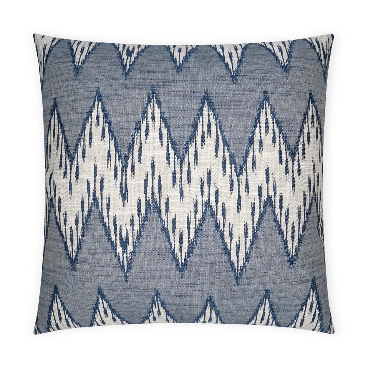 Caccini Indigo Global Chevron Blue Large Throw Pillow With Insert - Uptown Sebastian