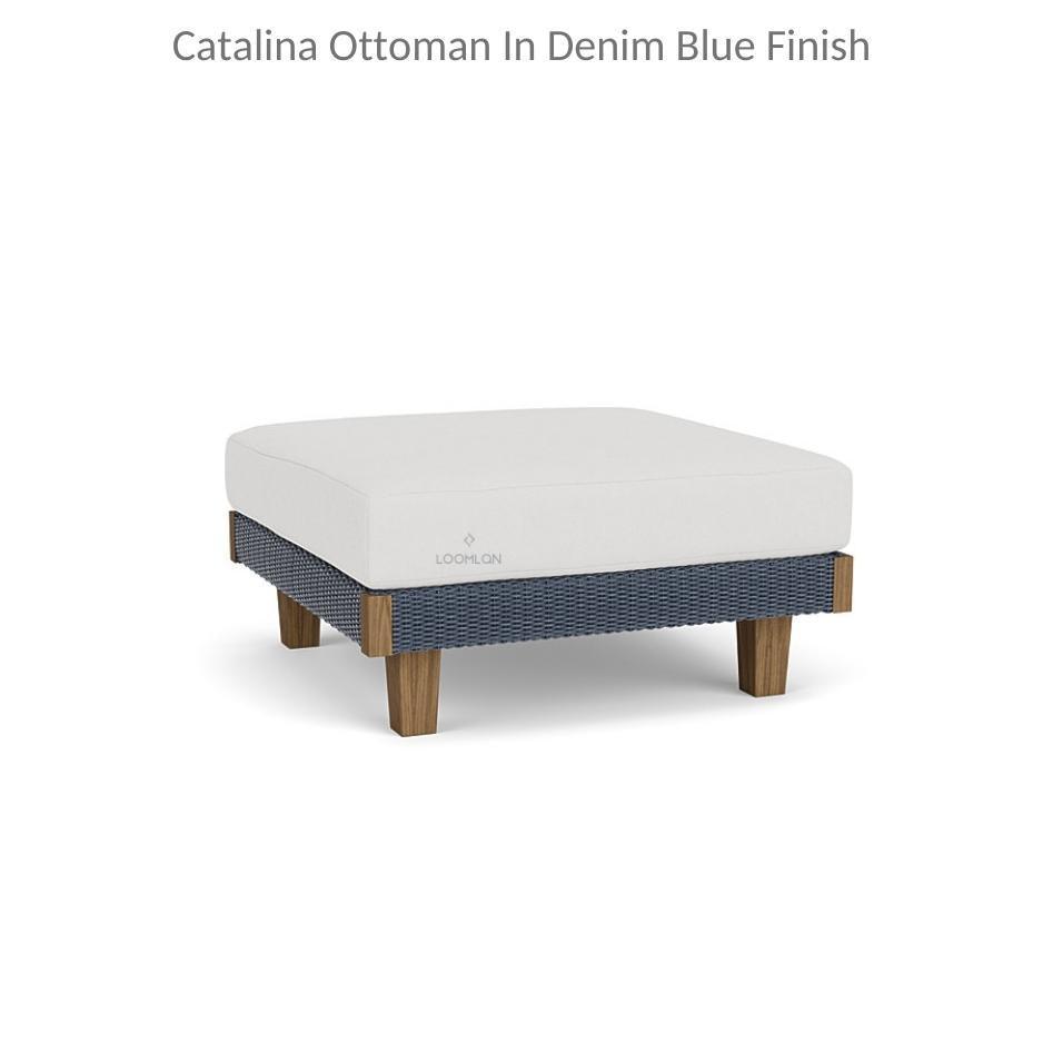 Catalina Ottoman All Weather Wicker and Teak Wood Made in USA - Uptown Sebastian