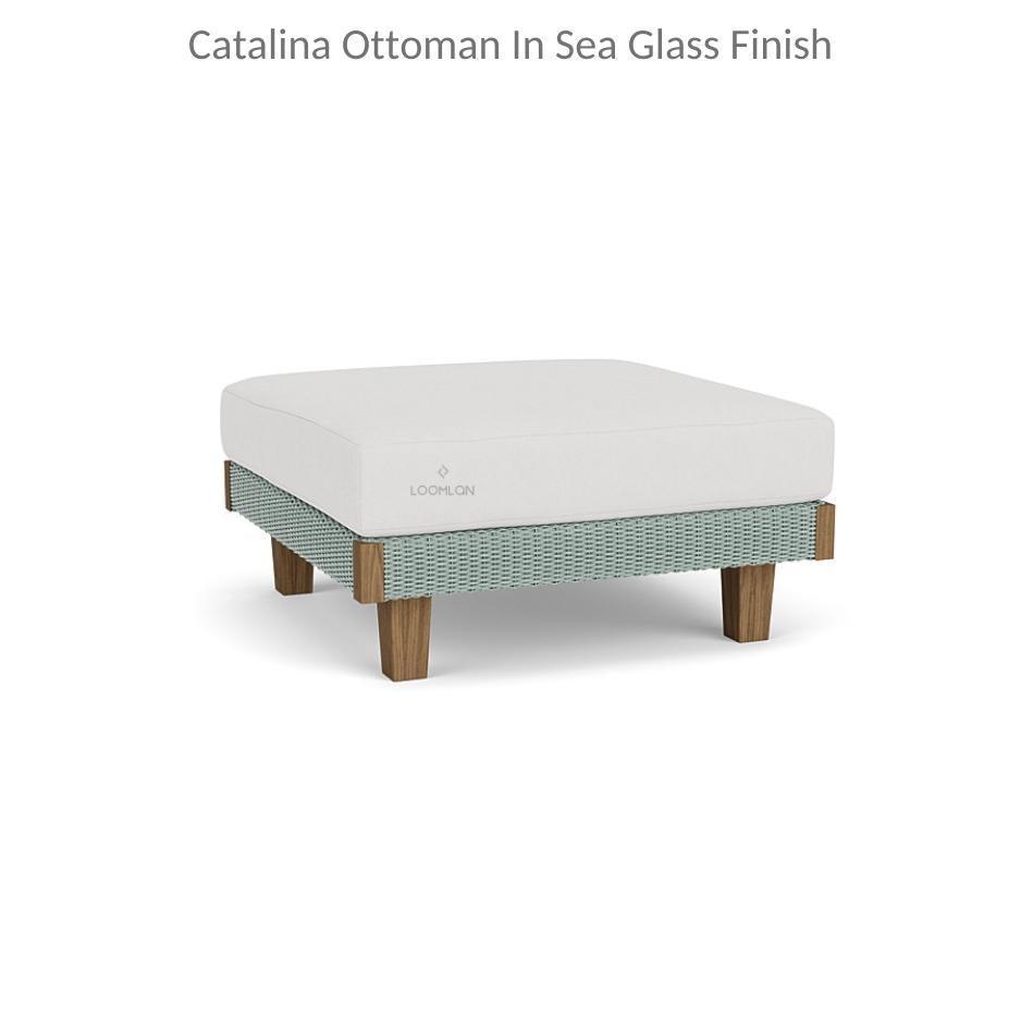 Catalina Ottoman All Weather Wicker and Teak Wood Made in USA - Uptown Sebastian