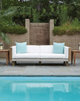 Catalina Wicker 90" Sofa With Teak Tables Made In USA Lloyd Flanders - Uptown Sebastian