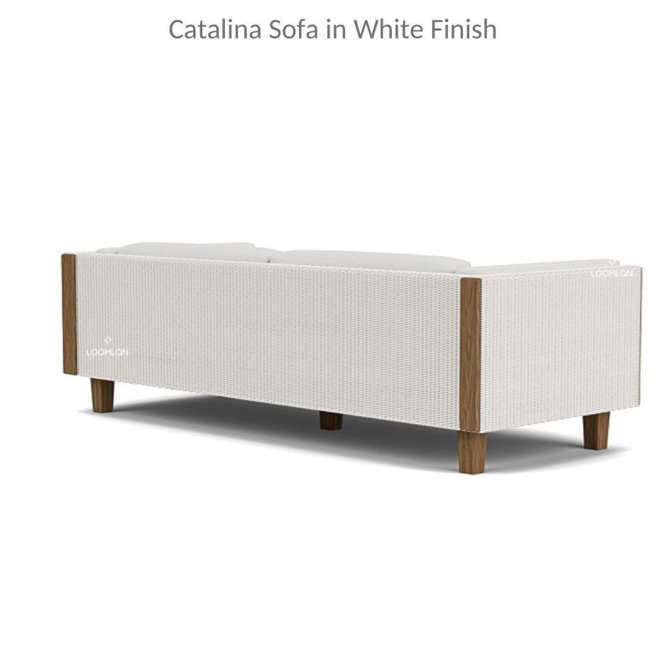 Catalina Wicker 90&quot; Sofa With Teak Tables Made In USA Lloyd Flanders - Uptown Sebastian