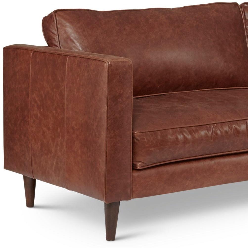 Cheviot Leather Left Arm Sectional with Chaise Made to Order - Uptown Sebastian