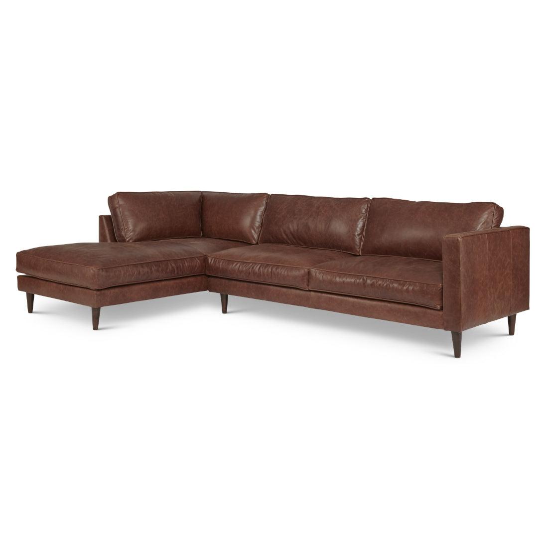 Cheviot Leather Right Arm Sectional with Chaise Made to Order - Uptown Sebastian