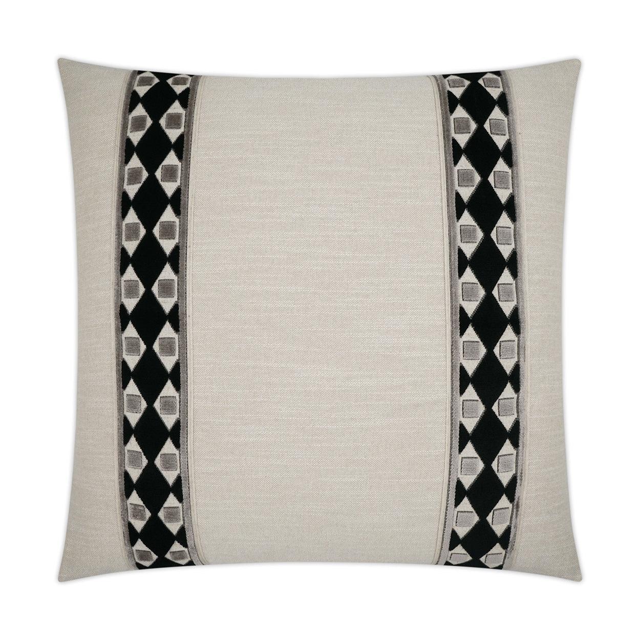 Cirque Black Band Ivory Black Large Throw Pillow With Insert - Uptown Sebastian