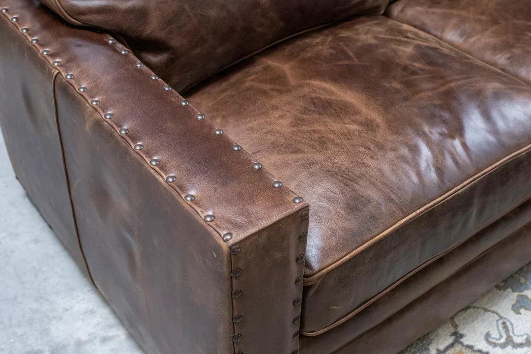 Colorado Tan Top Grain Leather Couch High Back Made In USA - Uptown Sebastian