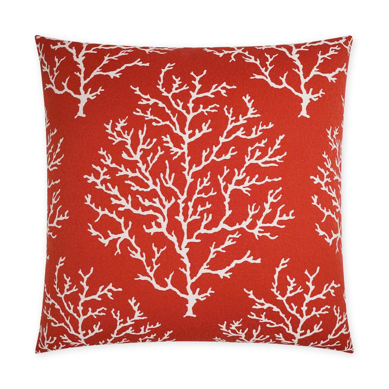 Coral Craze Red Beach Red Large Throw Pillow With Insert - Uptown Sebastian