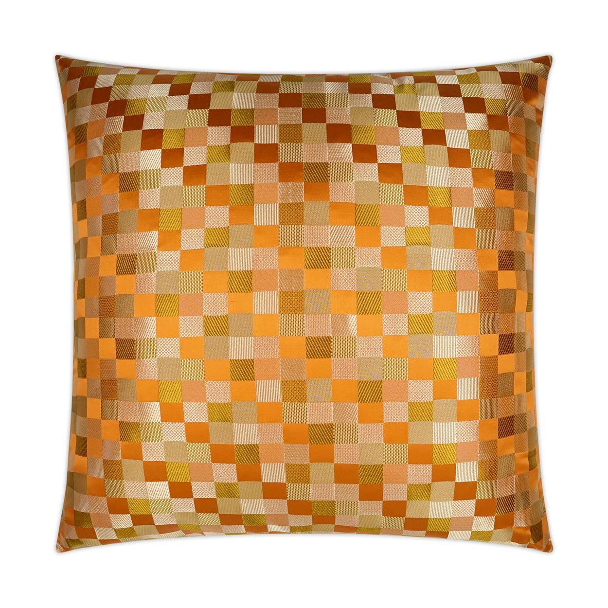 Cubit Orange Plaid Check Orange Large Throw Pillow With Insert - Uptown Sebastian