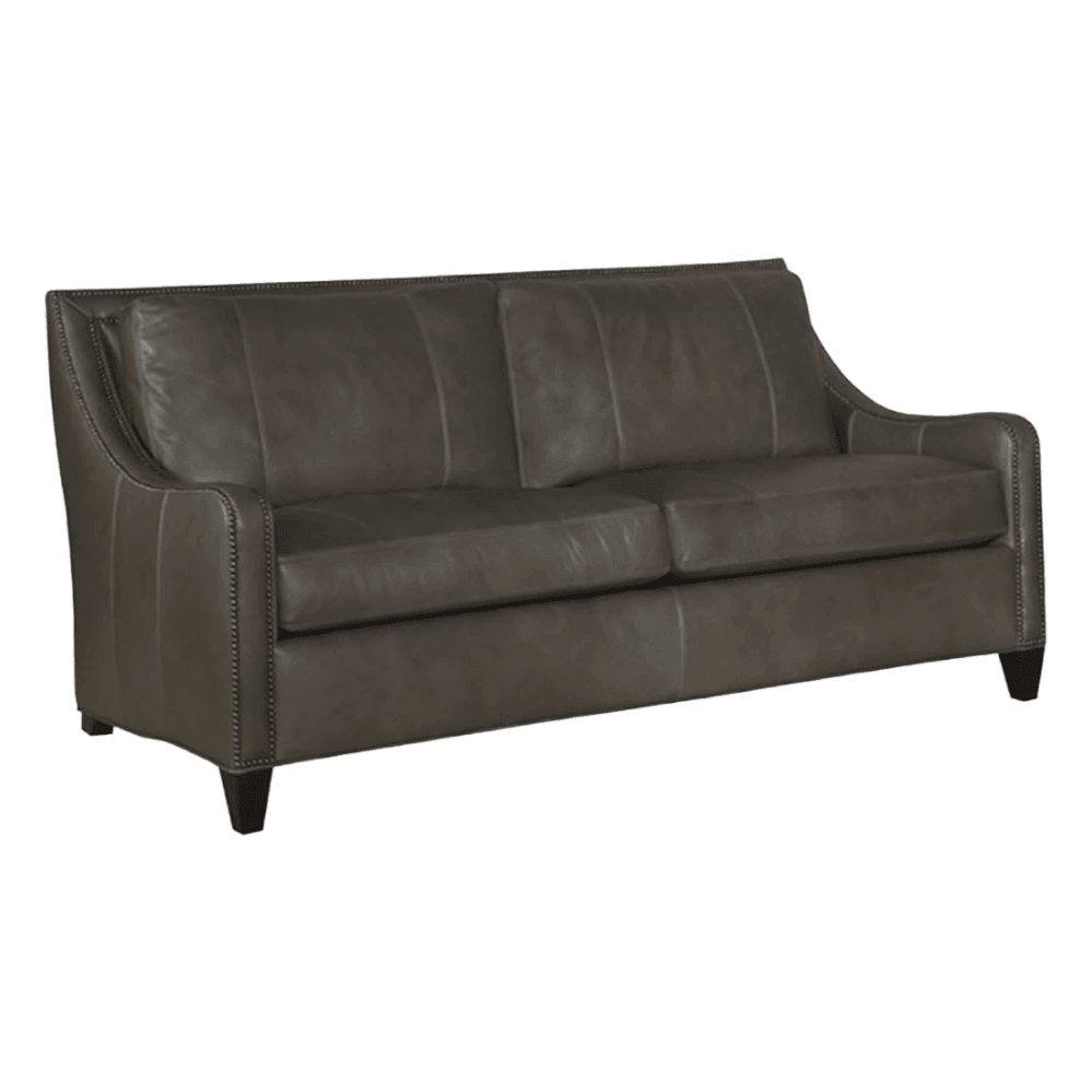 Custom Made Leather Sofa Two Cushion Design Bench Built in USA - Uptown Sebastian