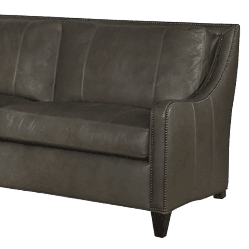 Custom Made Leather Sofa Two Cushion Design Bench Built in USA - Uptown Sebastian