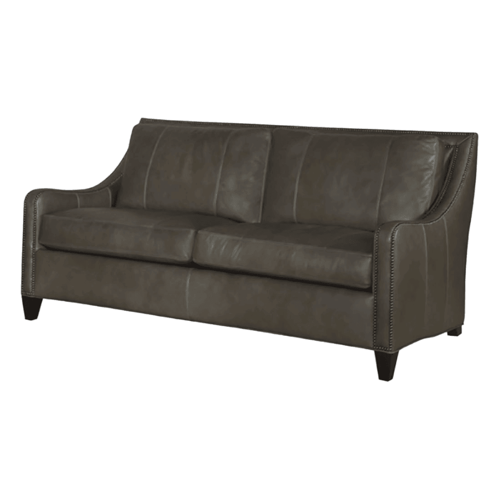 Custom Made Leather Sofa Two Cushion Design Bench Built in USA - Uptown Sebastian