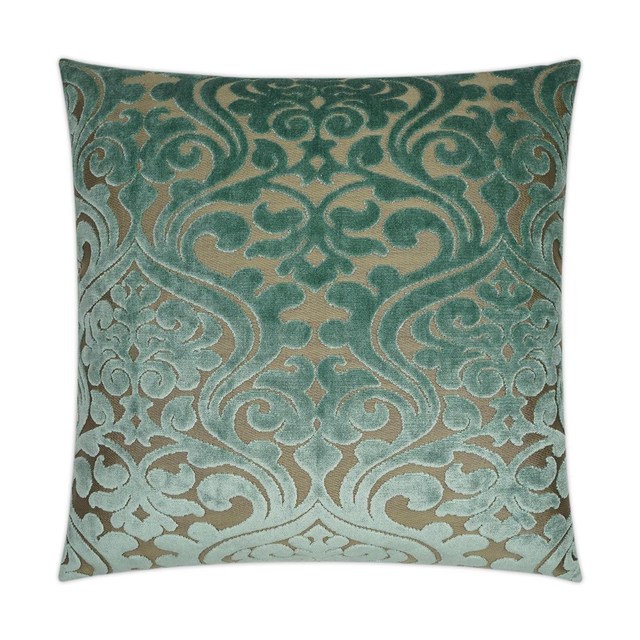 Damascus Sky Turquoise Teal Large Throw Pillow With Insert - Uptown Sebastian