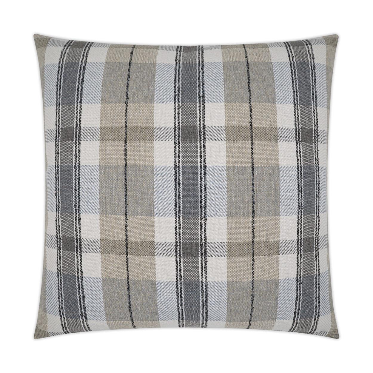 Dellwood Plaid Check Tan Taupe Grey Large Throw Pillow With Insert - Uptown Sebastian