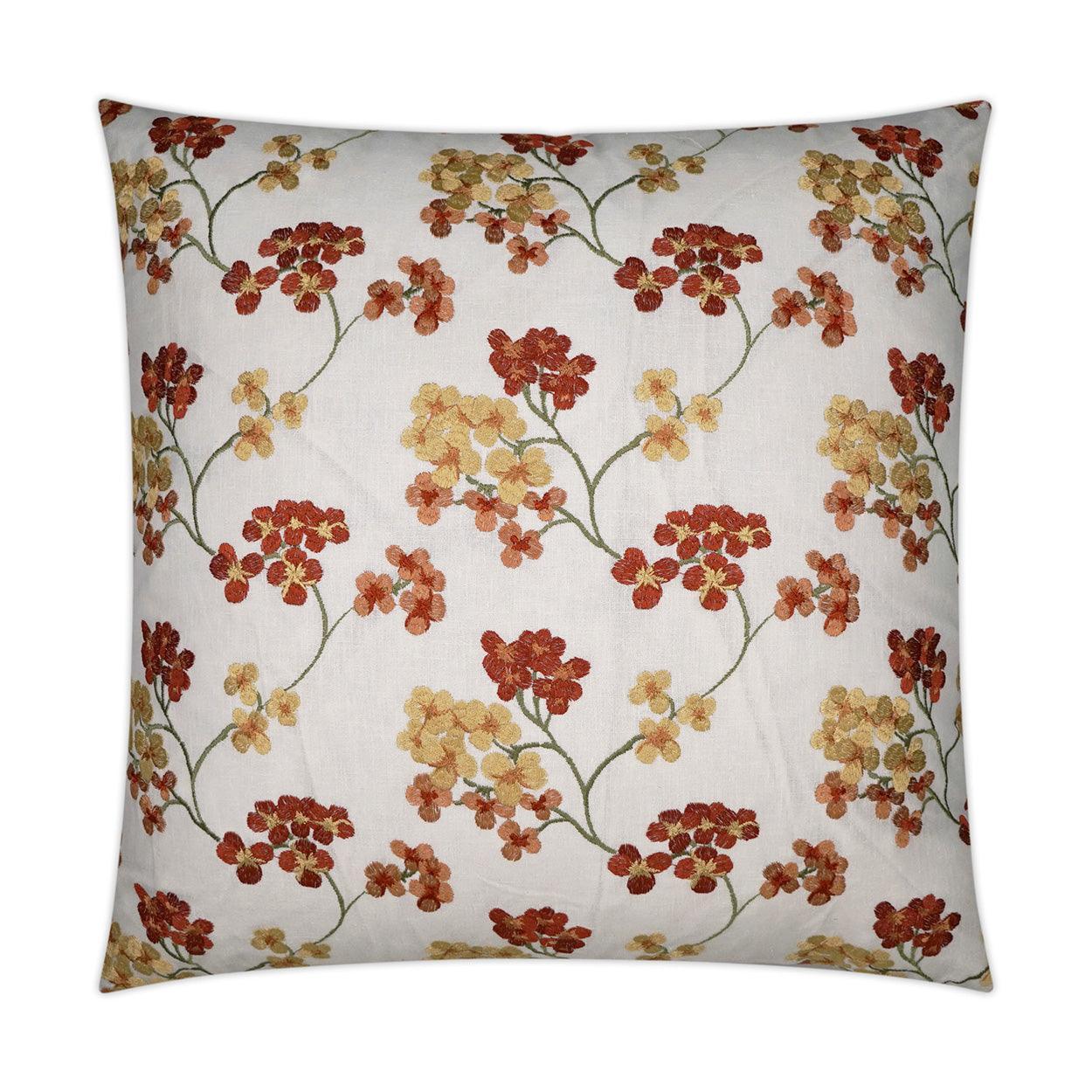 Demi Sunset Floral Embroidery Orange Yellow Large Throw Pillow With Insert - Uptown Sebastian