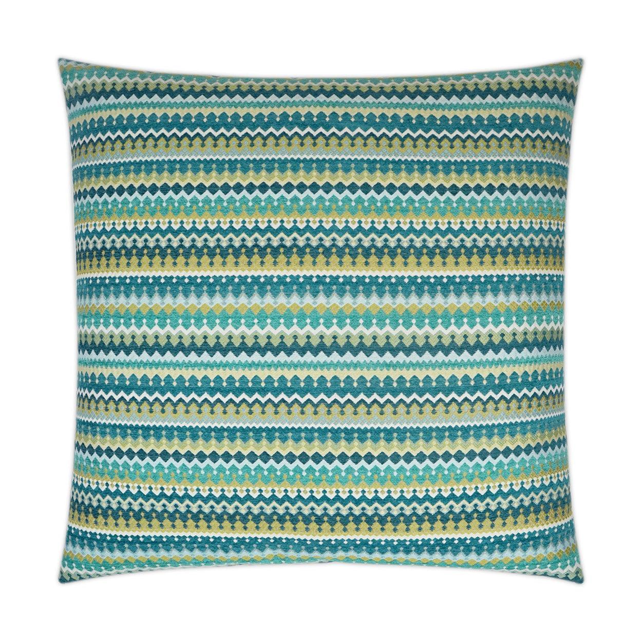 Denmark Peacock Chartreuse Turquoise Teal Large Throw Pillow With Insert - Uptown Sebastian