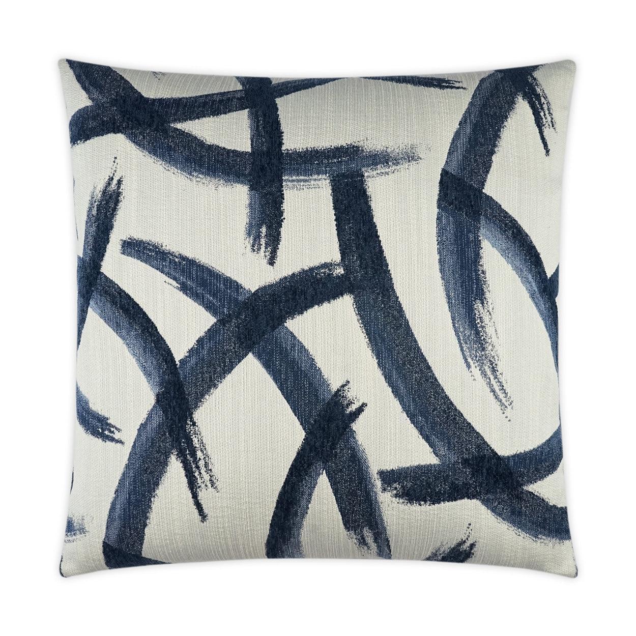 Enso Indigo Abstract Blue Navy Large Throw Pillow With Insert - Uptown Sebastian