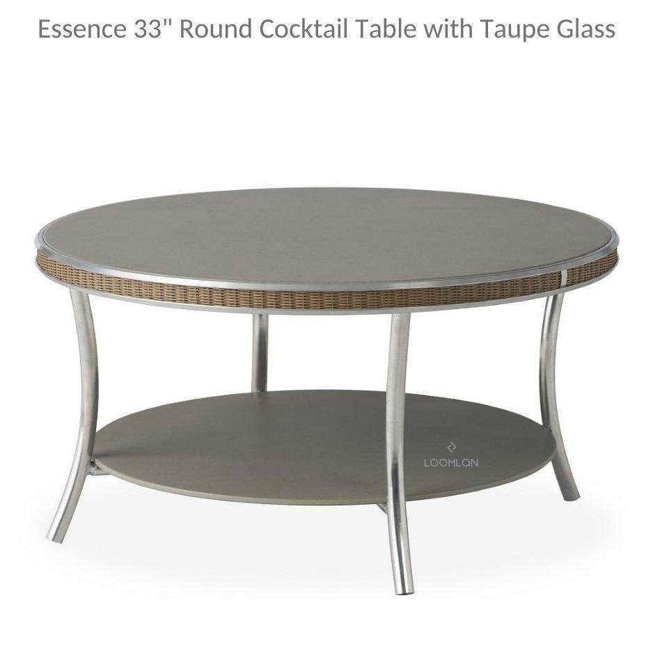 Essence 33" Round Cocktail Table with Taupe Glass Lloyd Flanders - Uptown Sebastian