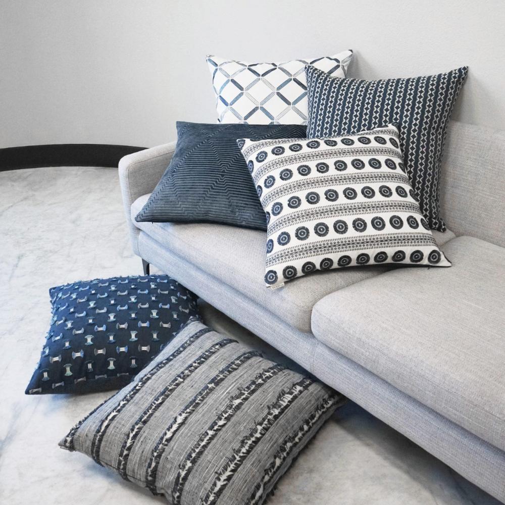 D.V. Kap Frayed Seaside Textured Blue Large Throw Pillow With Insert