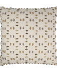 Frayed Travertine Embroidery Textured Tan Taupe Large Throw Pillow With Insert - Uptown Sebastian