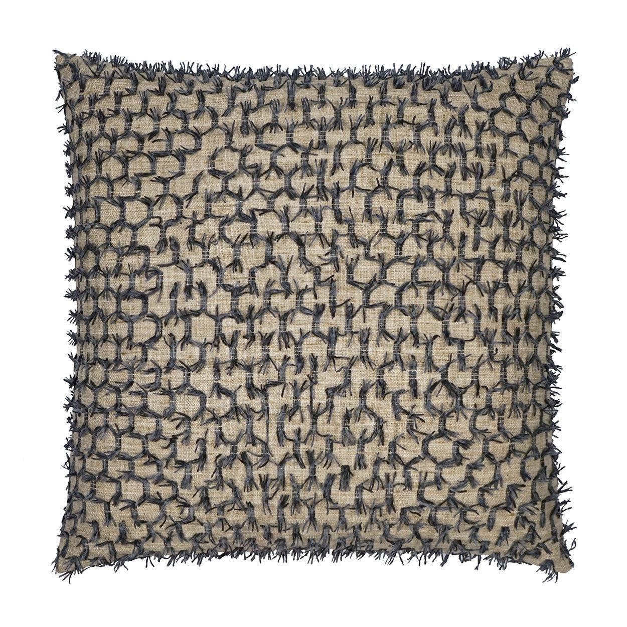 Frolic Sparrow Slate Blue Tan Taupe Large Throw Pillow With Insert - Uptown Sebastian