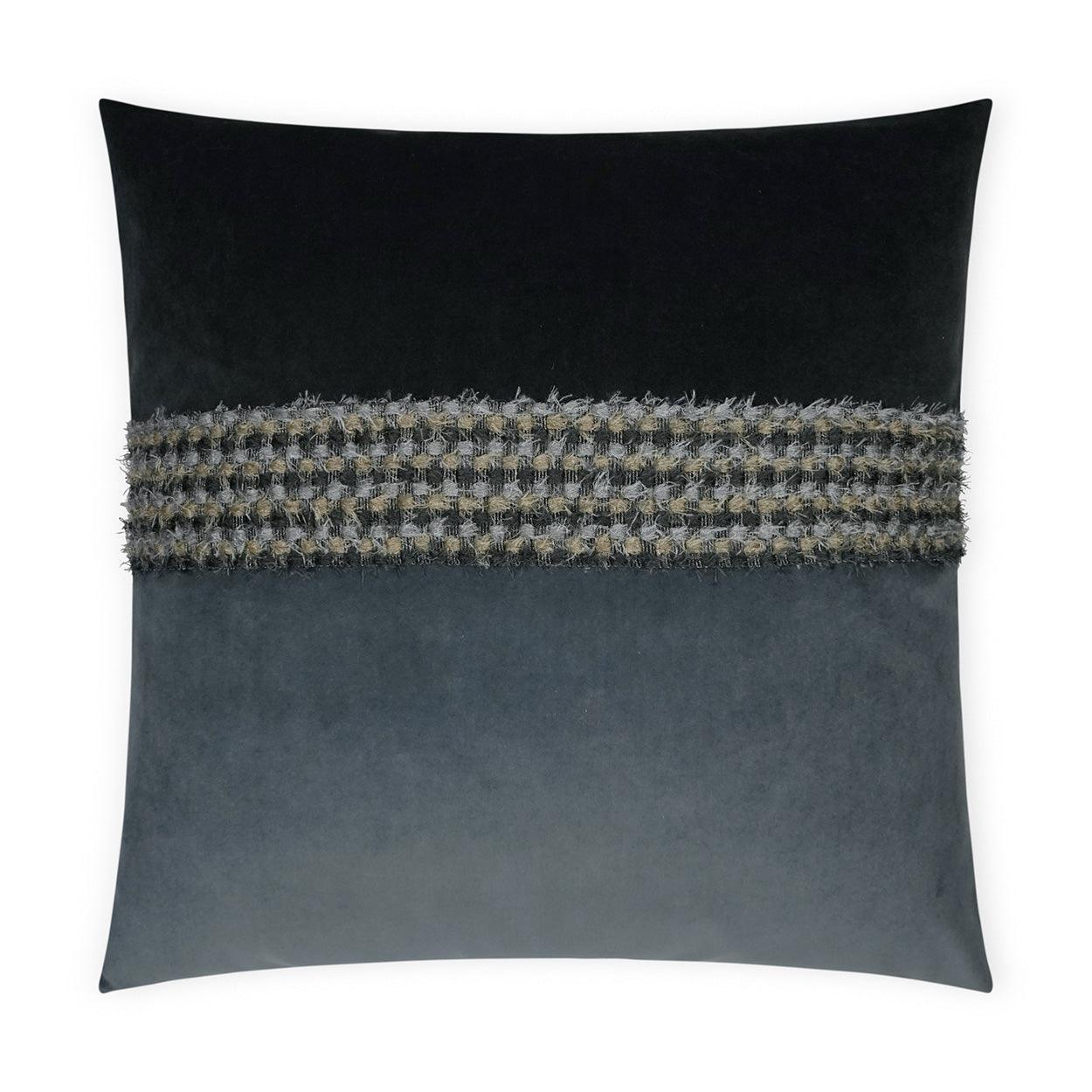 Fuzzy Graphite Band Ivory Tan Taupe Large Throw Pillow With Insert - Uptown Sebastian