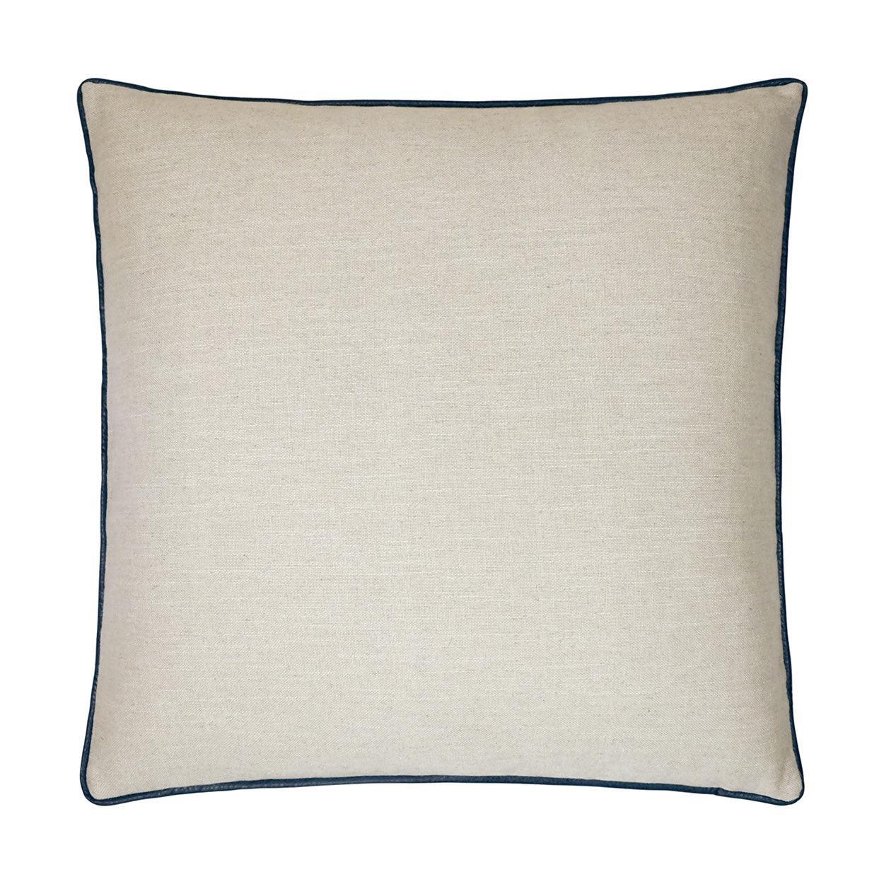 Ghent Navy Solid Tan Taupe Navy Large Throw Pillow With Insert - Uptown Sebastian