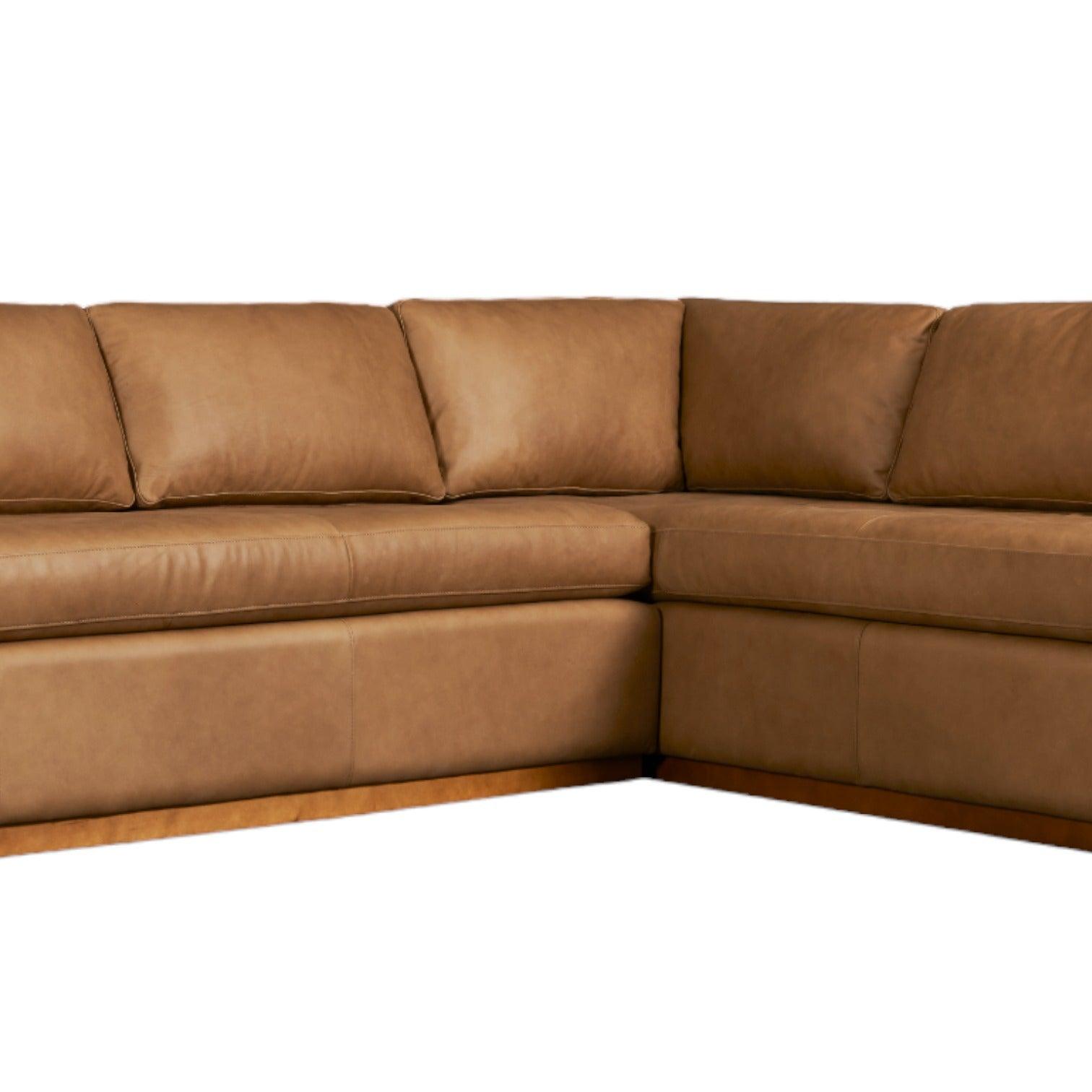 Goldenrod Nubuck Leather Sectional With Chaise Made to Order - Uptown Sebastian