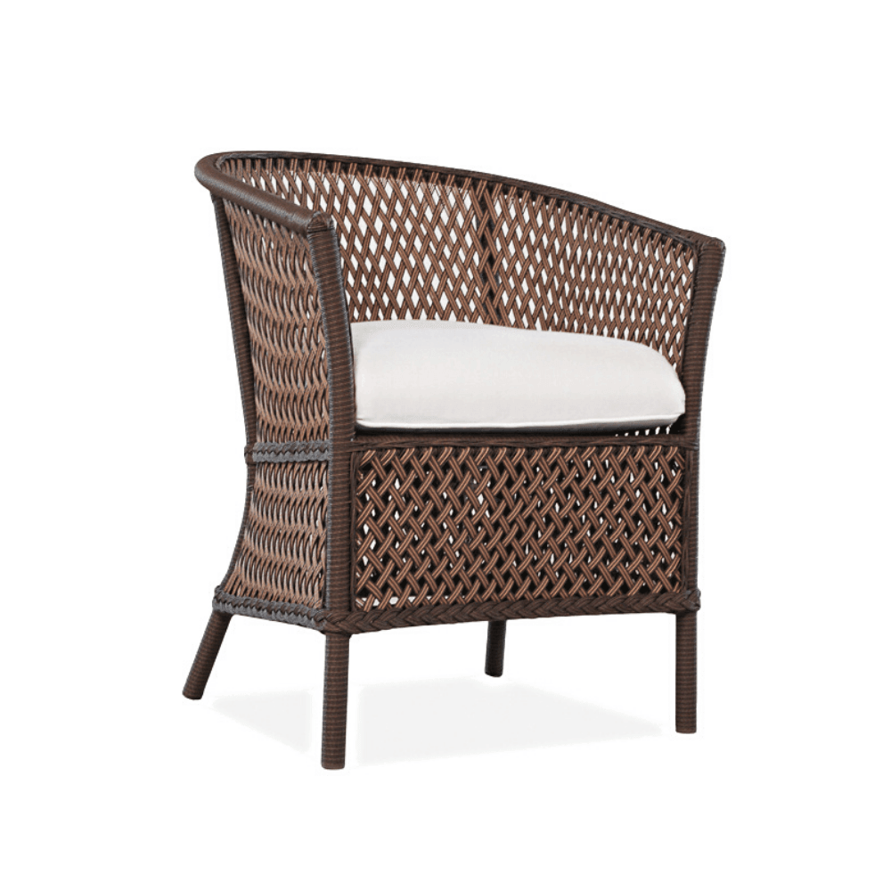 Grand Traverse Barrel Outdoor Dining Chair With Sunbrella Cushions - Uptown Sebastian