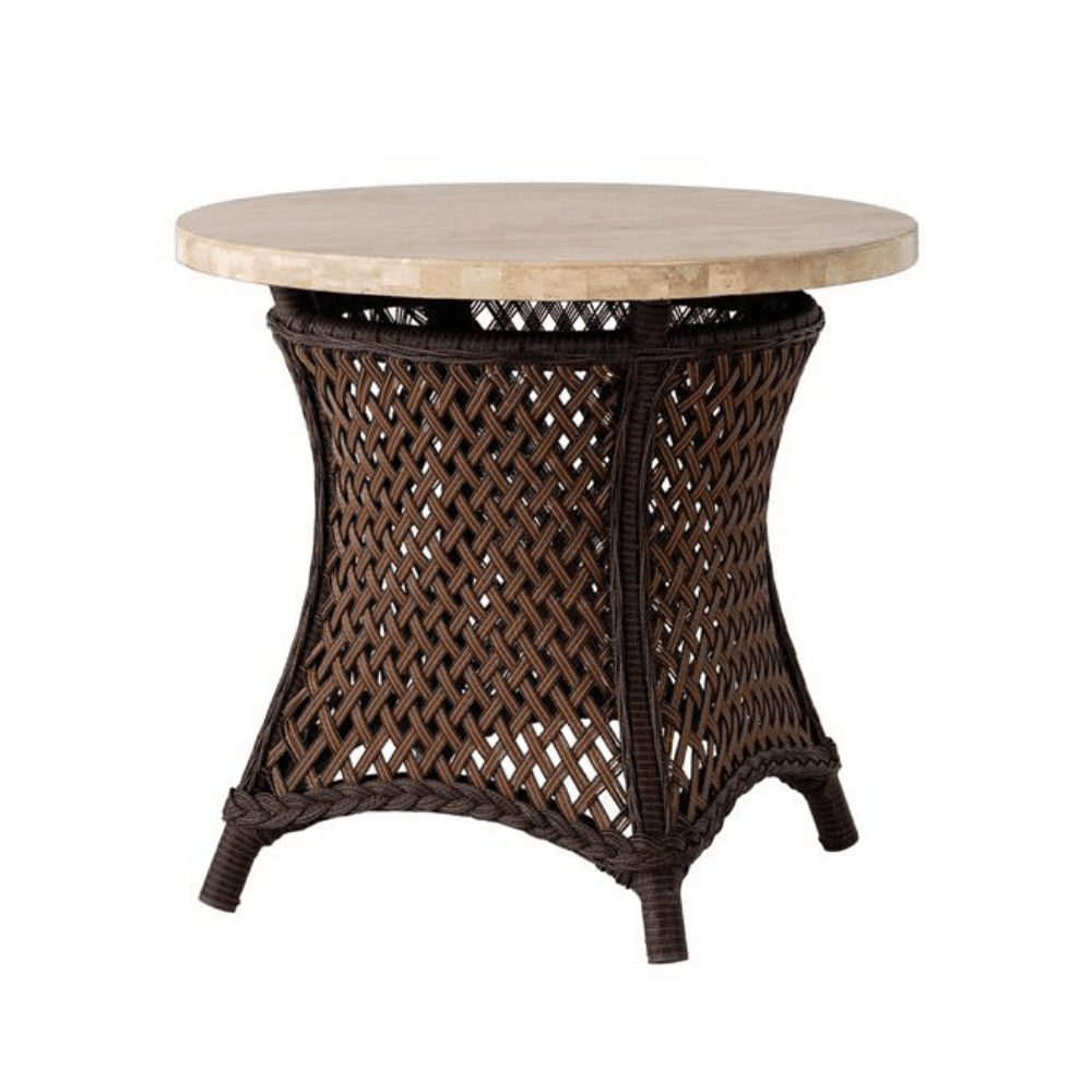 Grand Traverse Outdoor Round End Table With Teak Wood Top Lloyd Flanders - Uptown Sebastian