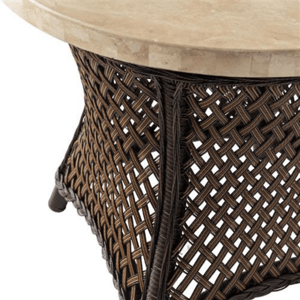 Grand Traverse Outdoor Round End Table With Teak Wood Top Lloyd Flanders - Uptown Sebastian