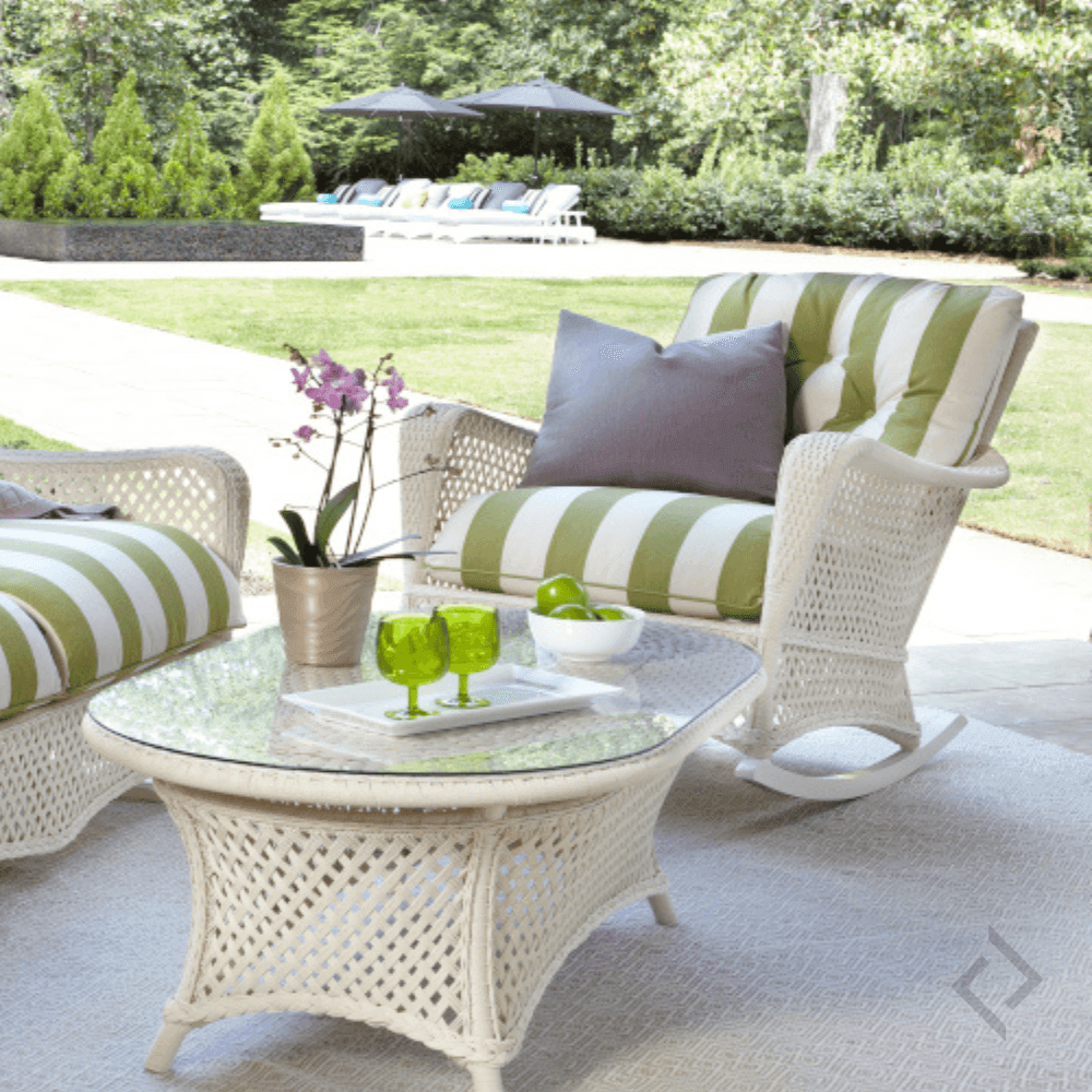 Grand Traverse Patio Glider Loveseat With Sunbrella Cushions - Uptown Sebastian