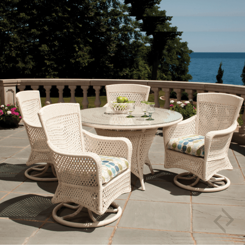 Grand Traverse Patio Swivel Dining Armchair With Sunbrella Cushions - Uptown Sebastian