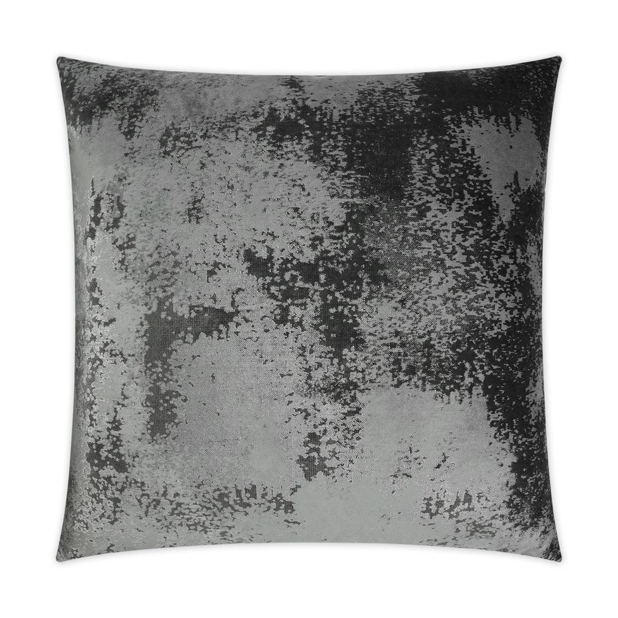 Grated Gunmetal Solid Silver Grey Large Throw Pillow With Insert - Uptown Sebastian