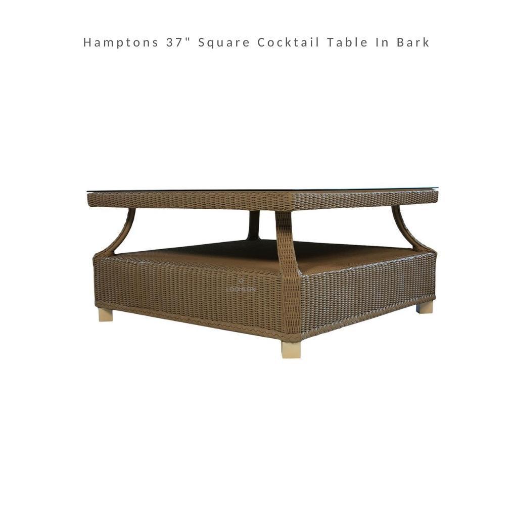 Hamptons 37&quot; Square Outdoor Cocktail Table With Glass Top Lloyd Flanders - Uptown Sebastian