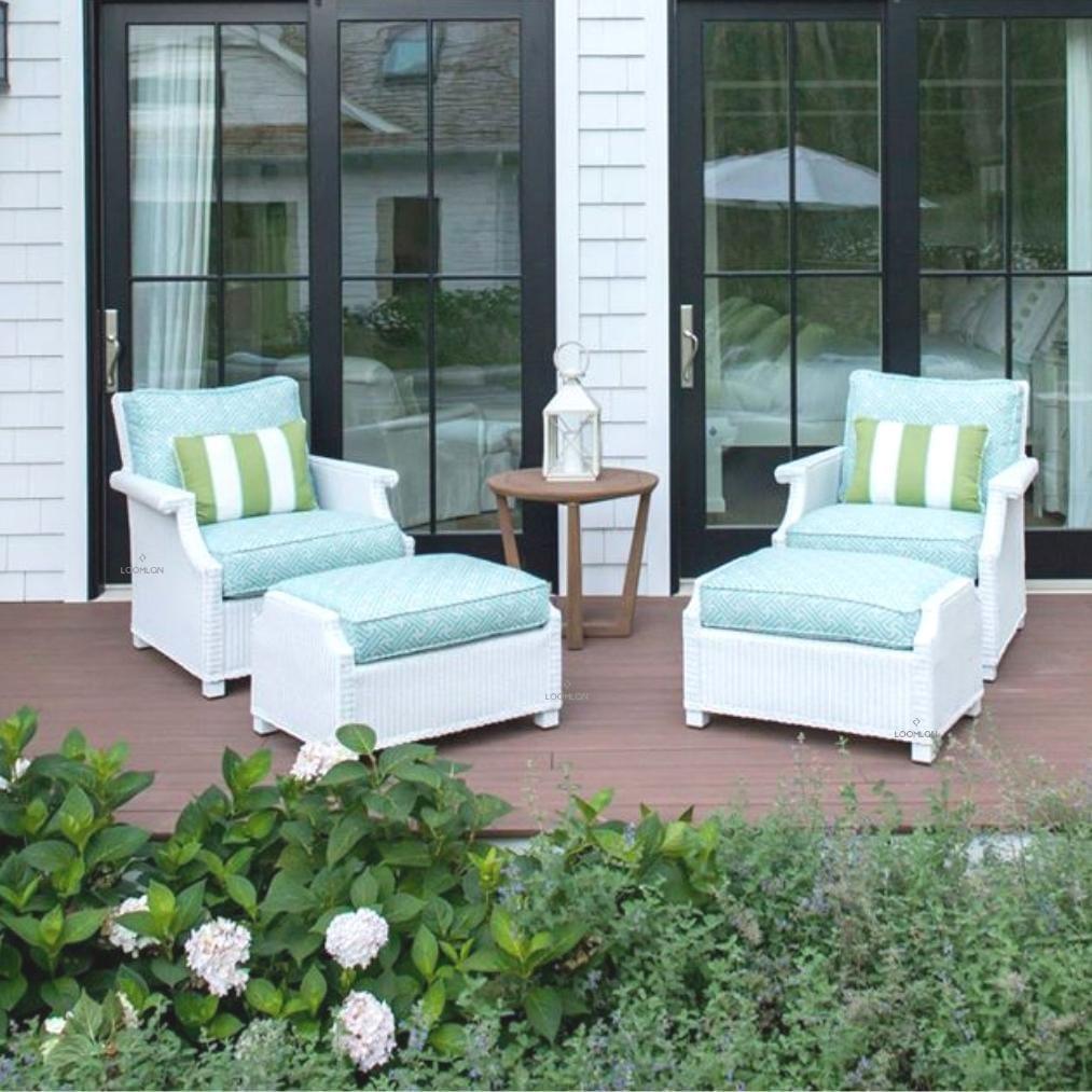 Hamptons Outdoor Wicker 2 Lounge Chair Set With Ottomans Lloyd Flanders - Uptown Sebastian