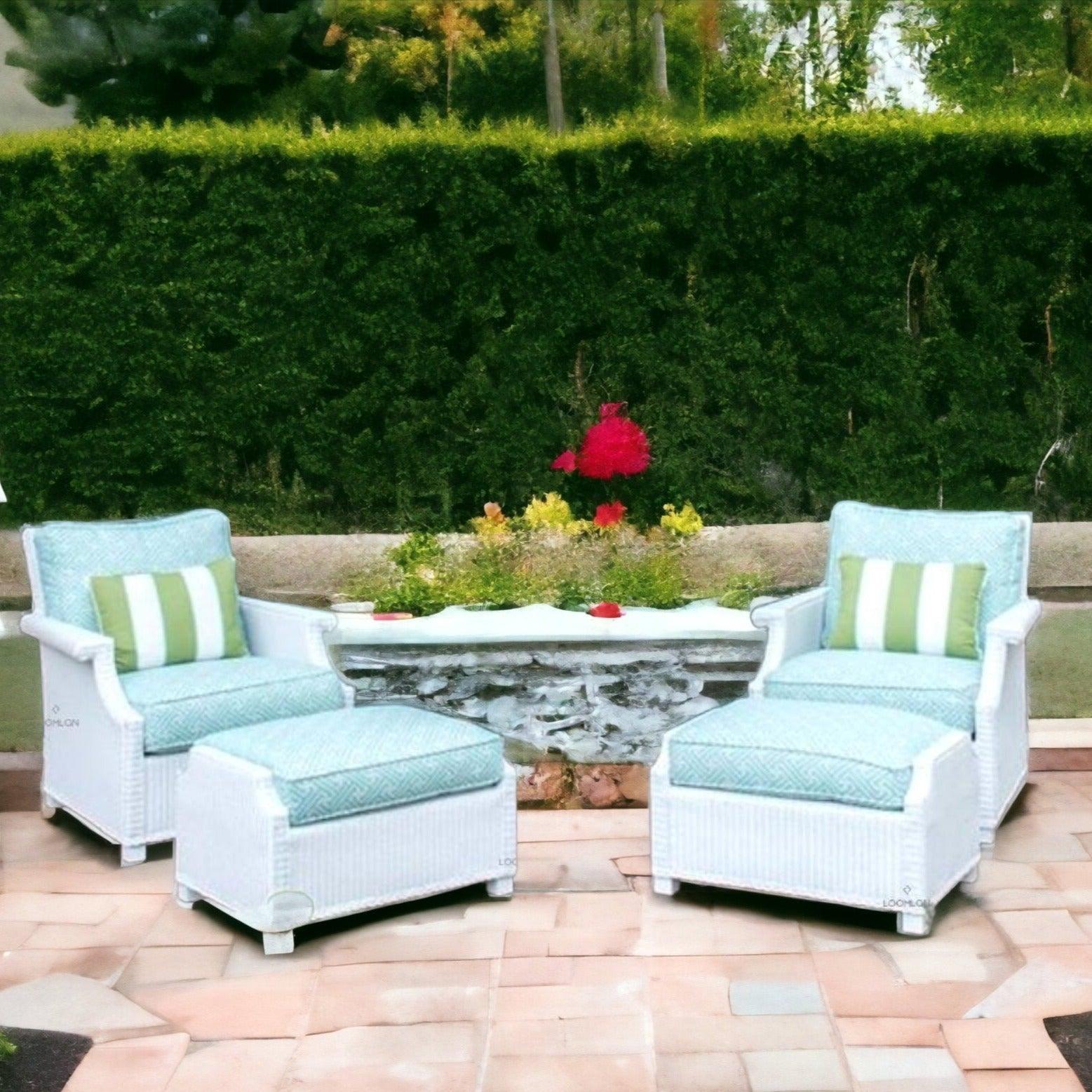 Hamptons Outdoor Wicker 2 Lounge Chair Set With Ottomans Lloyd Flanders - Uptown Sebastian