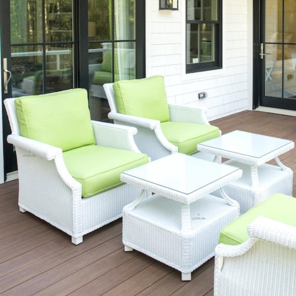 Hamptons Outdoor Wicker 4 Lounge Chair Set With 2 Side Tables - Uptown Sebastian