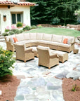 Hamptons Outdoor Wicker L-Shaped Sectional With Accent Tables - Uptown Sebastian