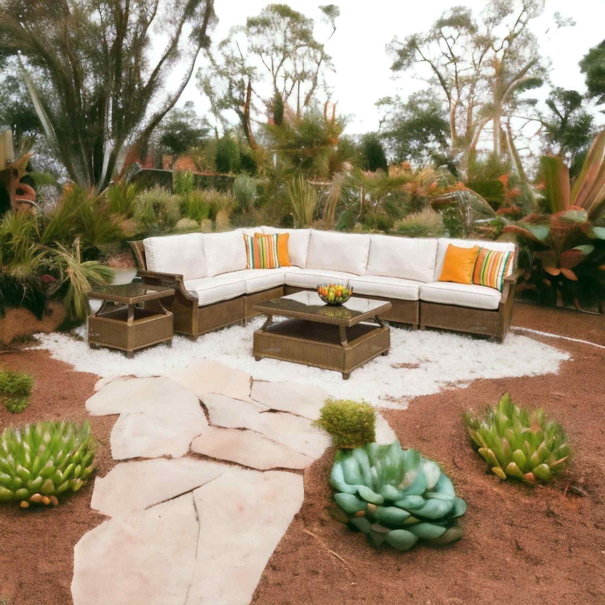Lloyd Flanders Hamptons Outdoor Wicker Sectional Lounge Set Chair
