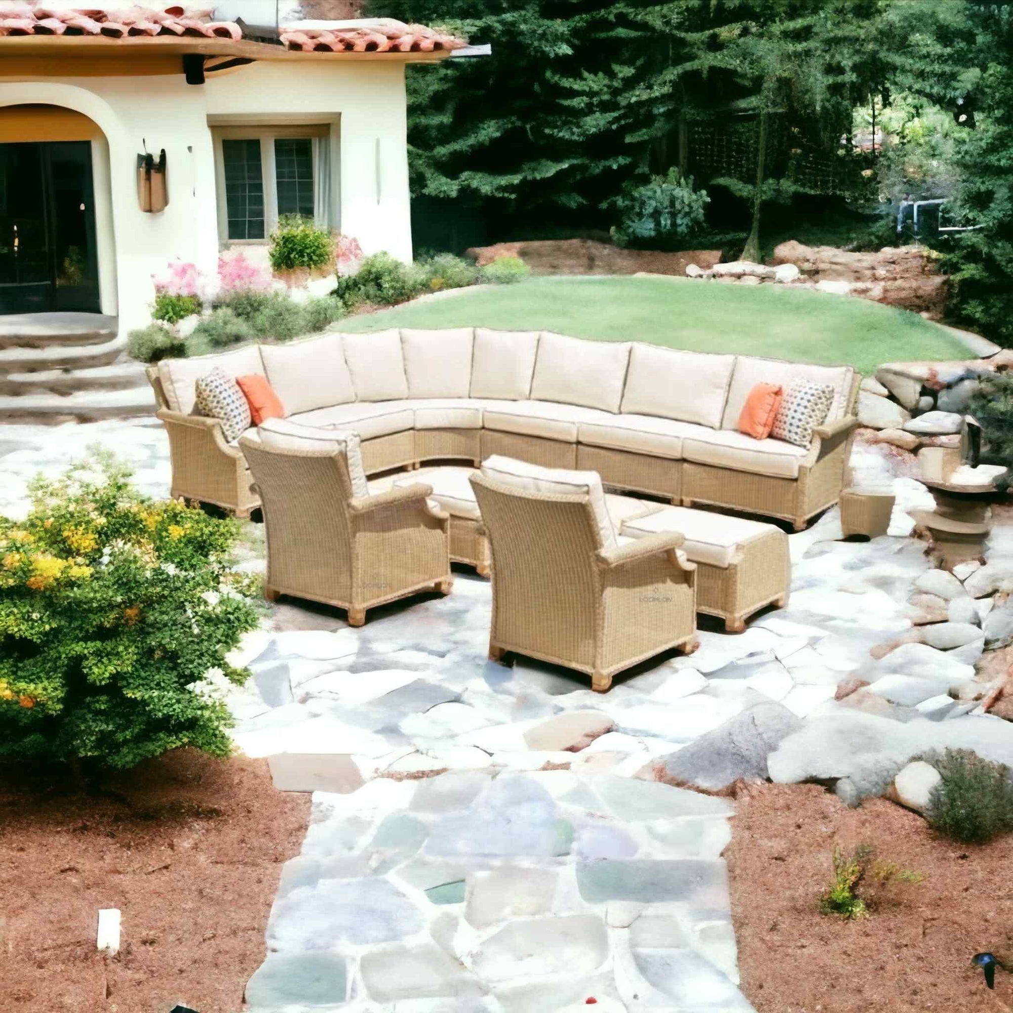 Lloyd Flanders Hamptons Outdoor Wicker Sectional Lounge Set Chair