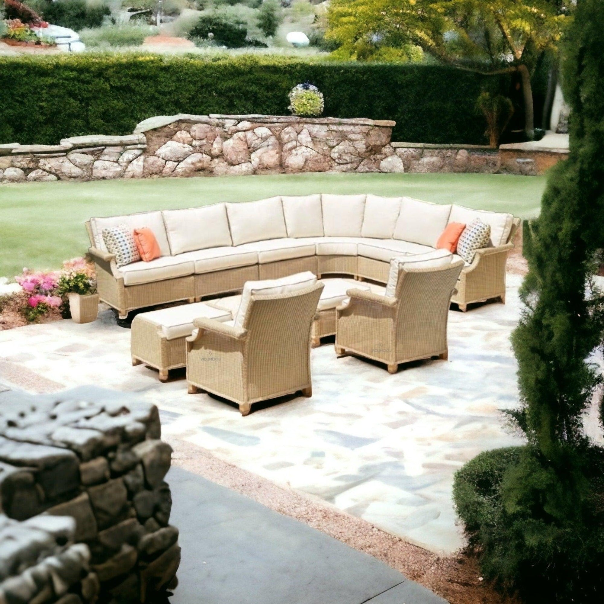 Lloyd Flanders Hamptons Outdoor Wicker Sectional Sofa &amp; Lounge Chair