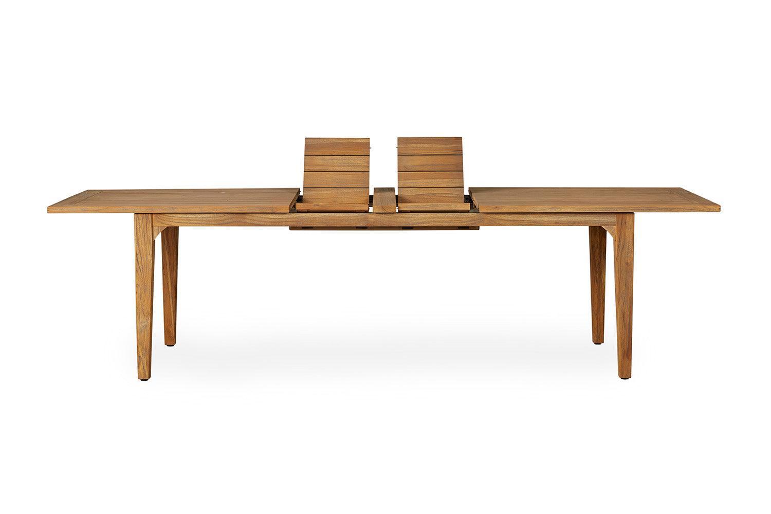 Hamptons Teak Extendable Dining Table Set with Wicker Dining Chairs - Uptown Sebastian