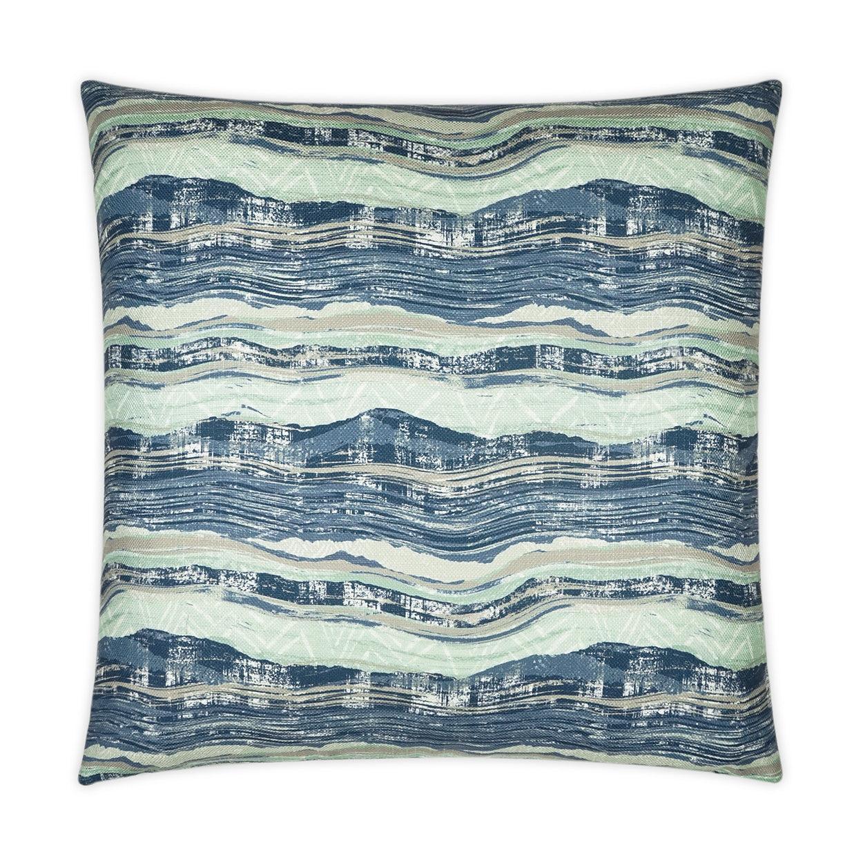 Highway River Nautical Abstract Blue Large Throw Pillow With Insert - Uptown Sebastian